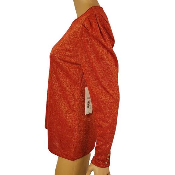 Liz Claiborne Metallic Puff Sleeve Top (Size S) - Picture 3 of 8